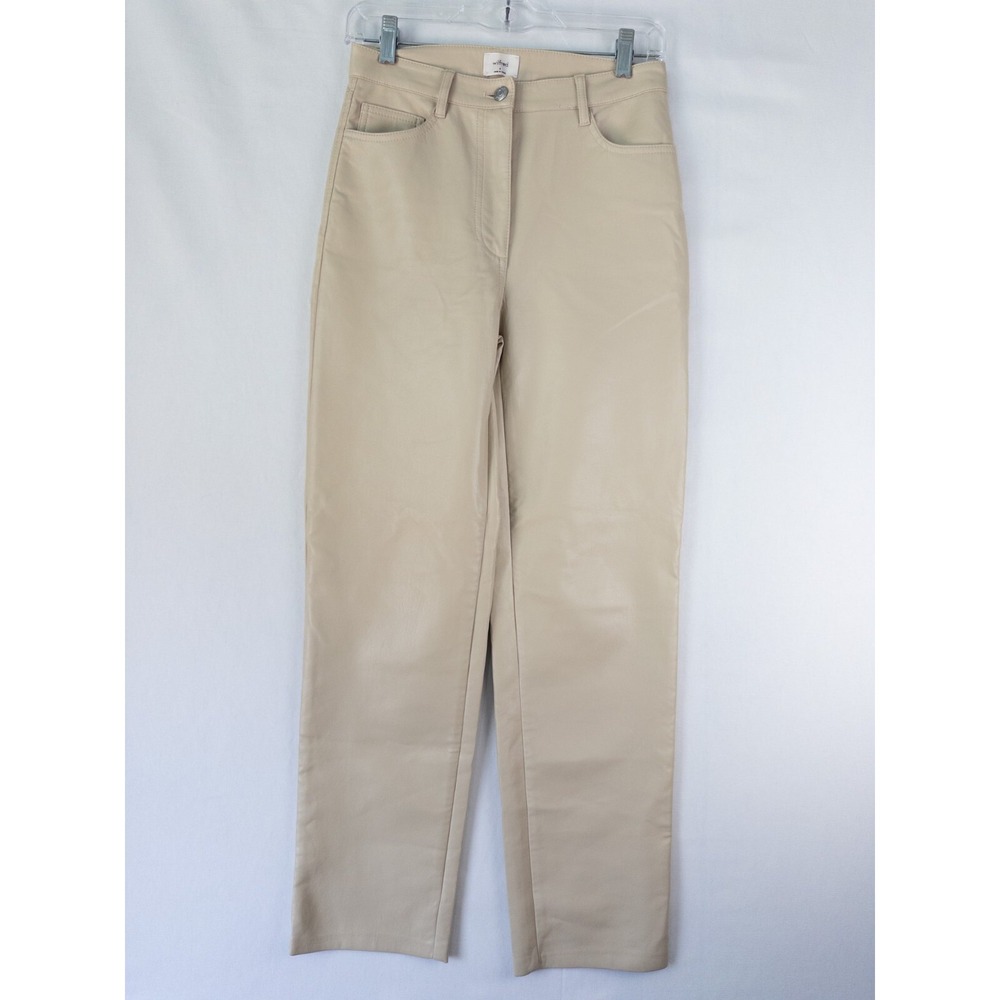 Wilfred Aritzia Womens Pants 4 Ivory Faux Leather High Rise Office Career‎ Charm
